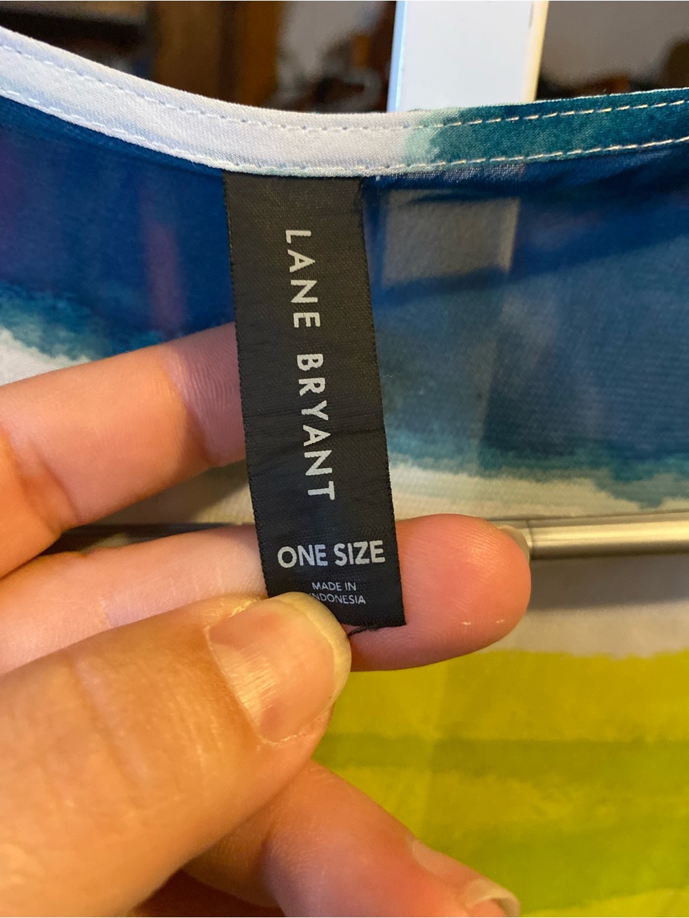 Lane Bryant Striped Open-Front Kimono in Blue, Lime & Cream - Picture 2 of 2